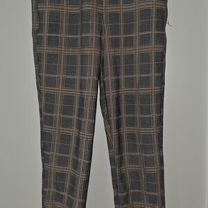 Elegant Plaid Skinny Pants - Black and Brown
